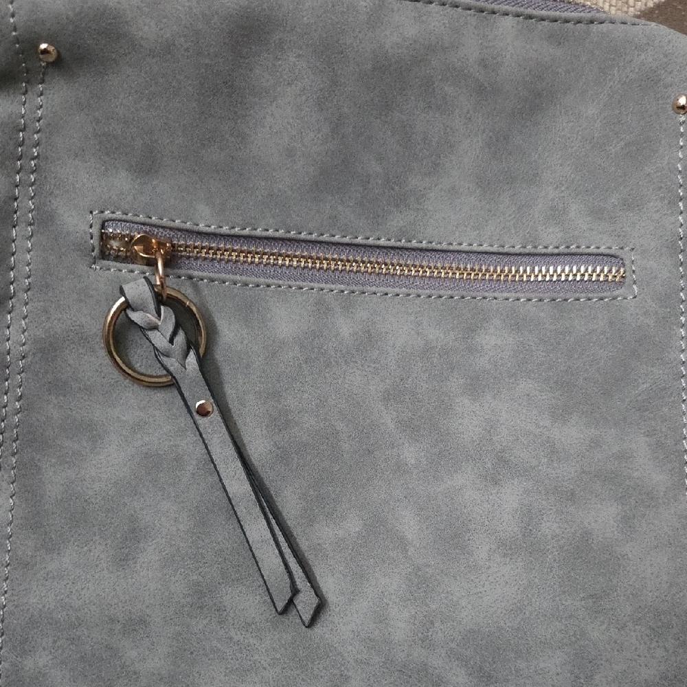 Gray Suede Women's Mini Backpack - image 2